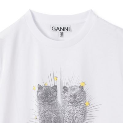 GANNI Future キャットプリント Tシャツ | ホワイト | FARFETCH JP