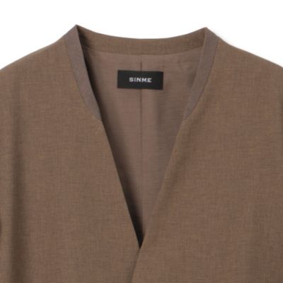 SINME ダークグレー ノーカラージャケット サイズF ノーカラージャケット シンメで初めてつくったショート