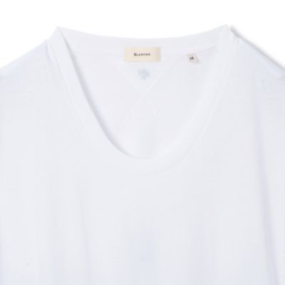 【美品】  BLAMINK / ブラミンク | コットンリブノースリーブカットソー | F | ホワイト | レディース BLAMINK(ブラミンク)のコットンロゴノースリーブ通販 | mirabella