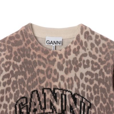Tシャツ・カットソー Ganni FW25 'Leopard Wool Mix' T-shirt (K2500 943) Leopard Leopard Wool Mix T-shirt | GANNI US