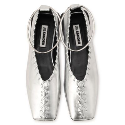 【超美品♡半額】JIL SANDER BALLERINA 36 1/2 Jil Sander gathered-detail Leather Ballerina Shoes | Red