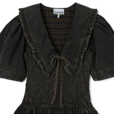 GANNI(ガニー)のGarment Dyed Cotton Mini Smock Bubble Dress