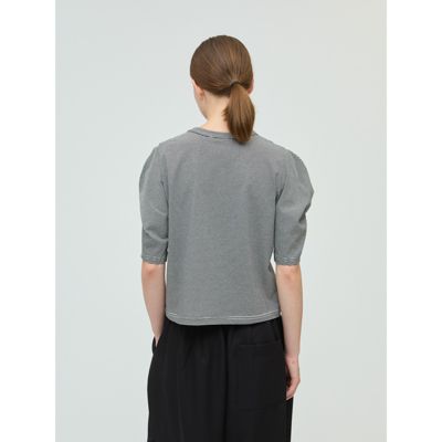 mizuiro ind / ミズイロインド mizuiro ind ボーダードレープスリーブTシャツ mizuiro ind(ミズイロインド)のボーダードレープスリーブTシャツ