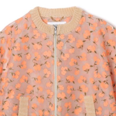 MUVEIL(ミュベール)のフラワーフロッキープリントジップジャケット通販