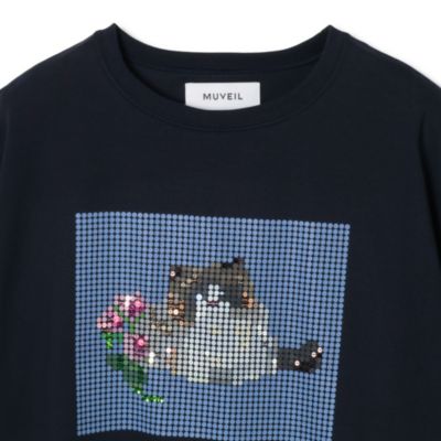 MUVEIL(ミュベール)のキャットプリント刺繍Tシャツ通販 | 集英社HAPPY