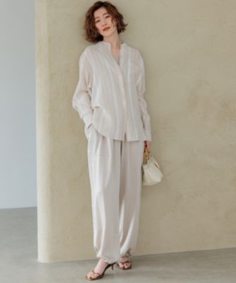 23区【洗える】LIBECO バンドカラー シャツ 洗える】LIBECO バンドカラー シャツ / 23区 | ファッション通販
