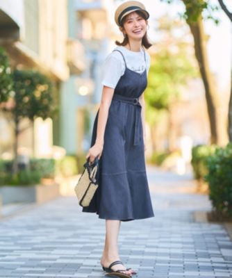 any sis カジュアルワンピース　パフスリーブ　シャンブレー any SiS 【洗える】カジュアルレディ ワンピース （シャンブレー