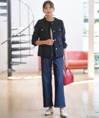 ANY SIS(エニィスィス)のツイードノーカラーミドル ジャケット通販