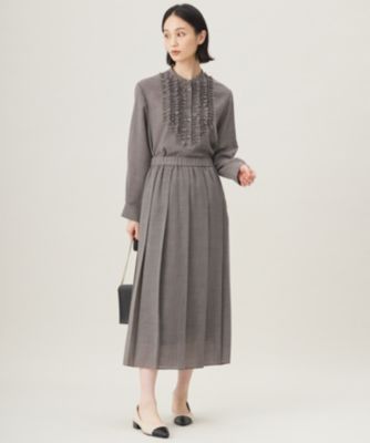 自由区 フロントフリルブラウス&スカート セットアップ 自由区 L(ジユウク エル)の【セットアップ対応・洗える】ハイツイスト