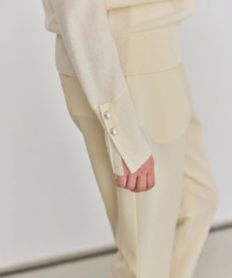 BEIGE, - ベイジ【洗える】ALSACE / パール釦クルーネックウールニット4 BEIGE，(ベイジ)の【WEB限定・洗える】ALSACE / パール釦クルー