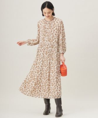 自由区　　洗える】プティフラワープリント ワンピース　　サイズ40 自由区 L(ジユウク エル)の【洗える】スノーフラワープリント