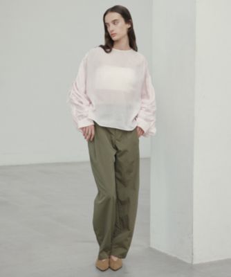25SS 今季 ベイジ ポリーヌ タックギャザーリネンボリュームブラウス BEIGE，(ベイジ，)｜PAULINE（ポリーヌ）/タックギャザーリネン