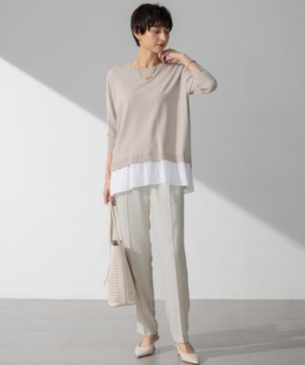 23区【洗える】レーヨンポリエス シャツコンビ ニット、23区ブラウス 23区【洗える】レーヨンポリエス シャツコンビ ニット、23区ブラウス