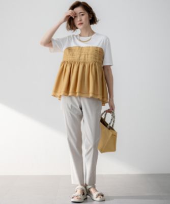 23区新品未使用【杏さん着用】オーガンジービスチェコンビ カットソー　サイズ38 杏さん着用／WEB＆一部店舗限定カラーあり】オーガンジー