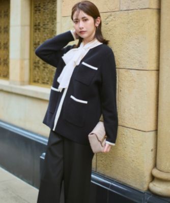 完売品♡23区 ミニブークレニットジャケット 杏さん着用 38 アイボリー 白 ミニブークレ ニットジャケット | 23区(23KU) | マルイウェブ