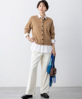 【新品タグ付き】自由区 洗えるピュアカシミヤカーディガン ベージュ　3L 23区｜【見上愛さん着用/洗える】ピュアカシミヤ クルーネック