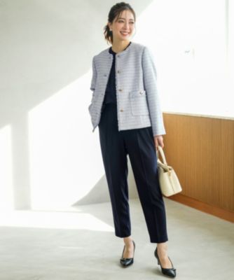 ANY SIS(エニィスィス)のノーカラーフリンジツイード ジャケット通販