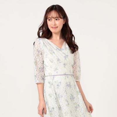 Laisse Passe レッセ パッセ のカシュクールレースプリントワンピース通販 集英社happy Plus Store