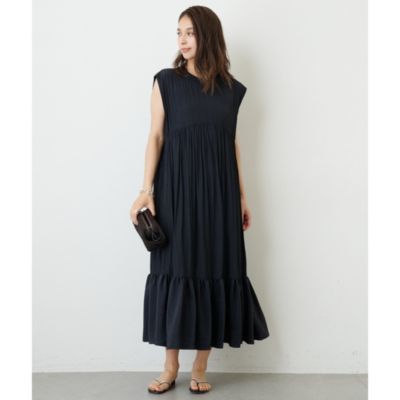 Whim Gazette 25SS タックギャザーワンピース ブラック ウィムガゼット Whim Gazette タックギャザーワンピース （black