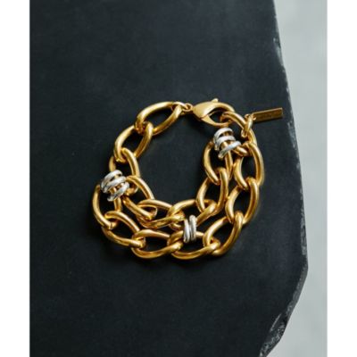 【美品】PERRINE TAVERNITI BABYLONE ブレスレット Whim Gazette(ウィム ガゼット)の【PERRINE TAVERNITI】2連MIXチェーン