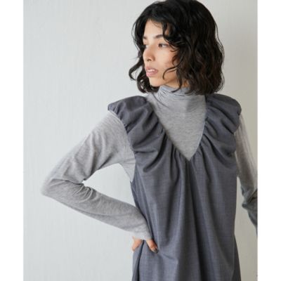 美品⭐︎ウィムガゼット　Vネック　ウールワンピース　定価29800 Whim Gazette(ウィム ガゼット)のウールVネックワンピース通販