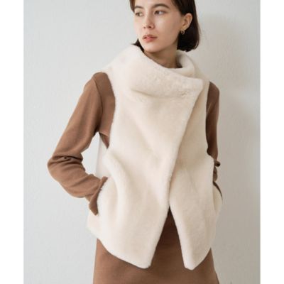 【ウィムガゼット】極美品　今期　13万リアルムートン　ジレ　ベスト ウィムガゼット】極美品 今期 13万リアルムートン ジレ ベスト
