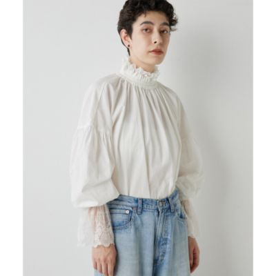 Whim Gazette(ウィム ガゼット)のレースギャザーブラウス通販