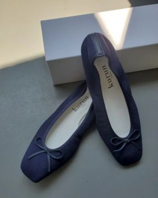 極美品 kurun tokyo スクエアトゥ バレエシューズ 撥水 ブラック Pauline -Waterproof Suede Taupe ウォータープルーフスエード