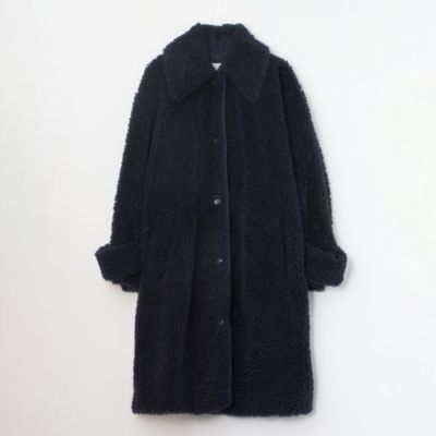 週末値下げ　THREE DOTS （スリードッツ）エコファー　ダッフルコート　黒 Upcycled eco fur middle coat （その他アウター）｜three dots