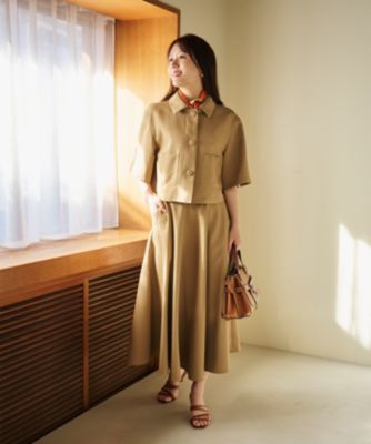 #Newans〈花乃まりあさんコラボ〉クロップドシャツジャケット Newans(ハッシュニュアンス)の【シワになりにくい】〈花乃まりあ