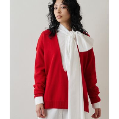 Whim Gazette(ウィム ガゼット)のVネックニットプルオーバー通販