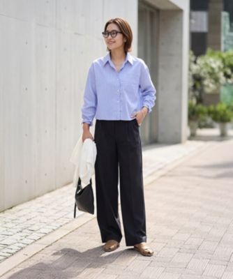 STYLE DELI(スタイルデリ)のサラサラ短めストライプ柄シャツ通販