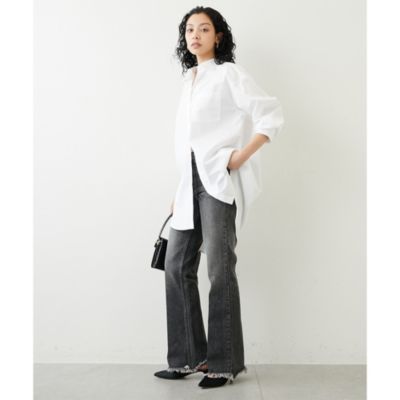 Whim Gazette(ウィム ガゼット)のセンタープレスセミフレアデニム通販