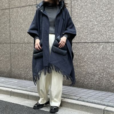 レディース カシミヤ シルク モノグラム Aシェイプ キャメル