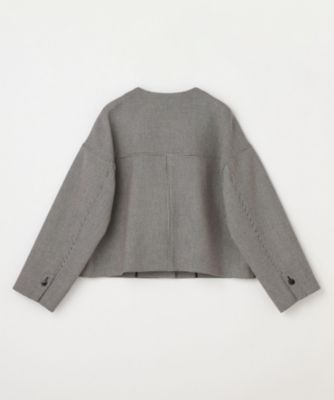 新品未使用☆定価¥48,400 レキップ イナバヨシエ ノーカラージャケット 麻 L'EQUIPE(レキップ)のバイカラーチェックジャケット通販