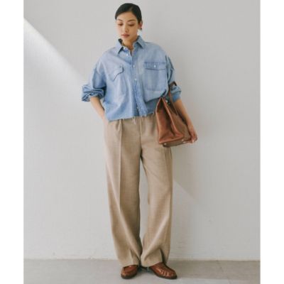 美品⭐︎ウィムガゼット　ジュートライクタックパンツ ベージュ　サイズ34 ジュートライクタックパンツ | Whim Gazette(ウィム ガゼット