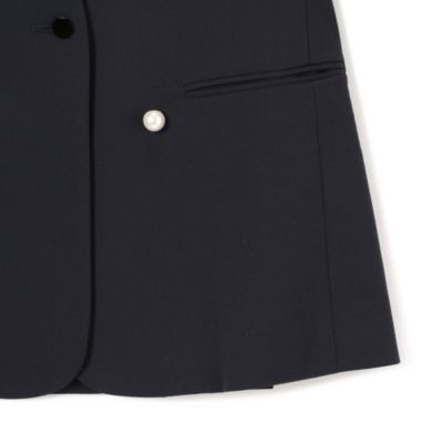 【極美品】CINOH チノ　パールボタンノーカラージャケット　ブラック　36 CINOH(チノ)｜BLACK FORMAL ノーカラージャケット/ブラック