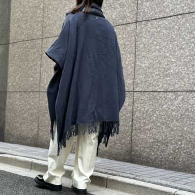サイズ40 ヘルノ カシミヤリバーシブルポンチョ カメリアボタン