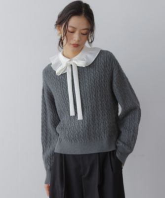 宜*す様 【3連休限定タイムセール】【Randy】ホワイトニットケーブル セット EMBROIDERY CABLE STITCH KNIT(OFF WHITE) – ANCELLM