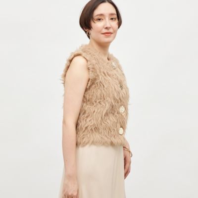 ❤︎ NOLLEY'S sophi❤︎ ビックボタン起毛ファーベスト NOLLEY'S sophi(ノーリーズソフィー)の《手洗い可能》ビックボタン起毛