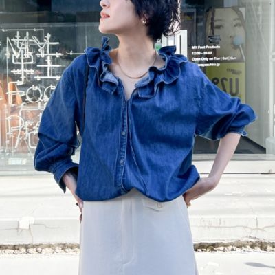 Rie Miller(リエミラー)の【RM denim】フリルギャザーデニムブラウス