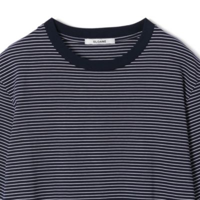 極美品 SLOANE スローン ボーダー カットソー コットン サイズ5 SLOANE(スローン)の72／2コットン天竺 マイクロボーダーTシャツ通販