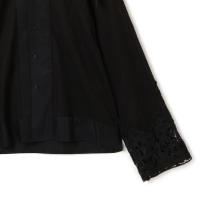 TOGA PULLA◆24SS/Mesh lace shirt/長袖シャツ/38/コットン/BLK/TP241-FJ222 TOGA PULLA(トーガ プルラ)のMesh lace shirt通販 | 集英社HAPPY