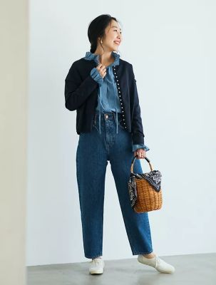 12closet 【福田麻琴さんコラボ】【洗える】 ダンガリーフリルギャザーブラウス