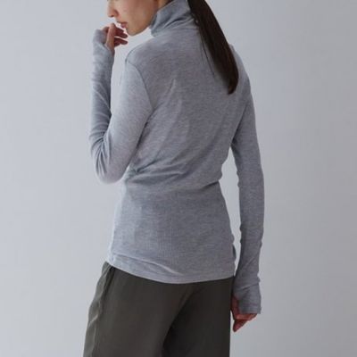 ドレスハーセルフ　カットソー/シルクリブ ハイネック　チャコール DRESS HERSELF ドレスハーセルフオンライン カットソー/シルク ハイネック