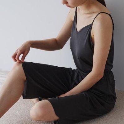 ドレスハーセルフ　シルク ロングキュロットペチコート　チャコールグレー DRESS HERSELF ドレスハーセルフオンライン インナー/シルク