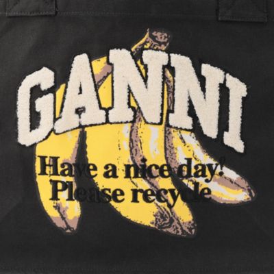 ☆GANNI☆LARGE EASY SHOPPER BANANA PRINT / BLK 要在庫確認 Large Easy Shopper Pocket Banana Print - Black