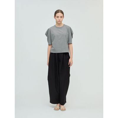 mizuiro ind / ミズイロインド mizuiro ind ボーダードレープスリーブTシャツ mizuiro ind(ミズイロインド)のボーダードレープスリーブTシャツ