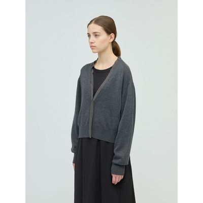 mizuiro ind(ミズイロインド)のシフォンフリルVネックカーディガン通販