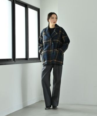 STYLE DELI(スタイルデリ)の【BLK001】ビックチェック柄ショートコート